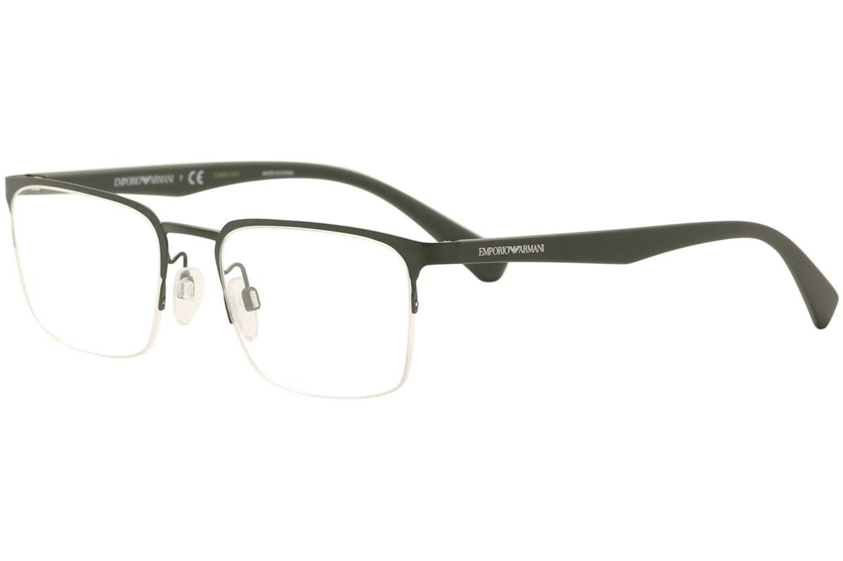 Emporio Armani Men's Eyeglasses EA1062 EA/1062 Half Rim Optical Frame - Matte Green   3189 - Lens 53 Bridge 19 Temple 140mm