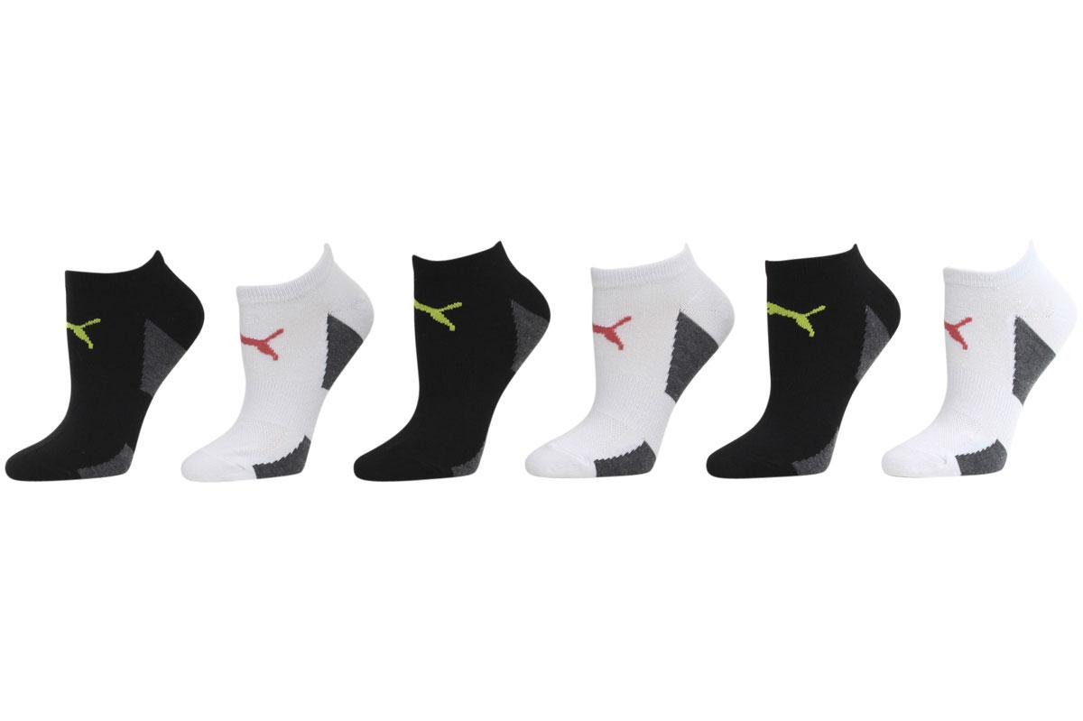 Puma Women's 6 Pack Low Cut Pumalite Athletic Socks - White/Bright - 9 11 Fits Shoe 5 9.5