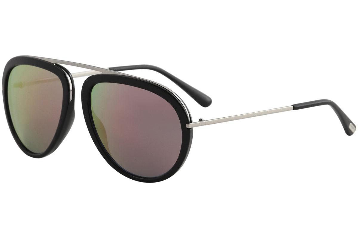 Tom Ford Stacy TF452 TF/452 Fashion Pilot Sunglasses - Shiny Black/Violet Mirror   01Z - Lens 57 Bridge 16 Temple 140mm