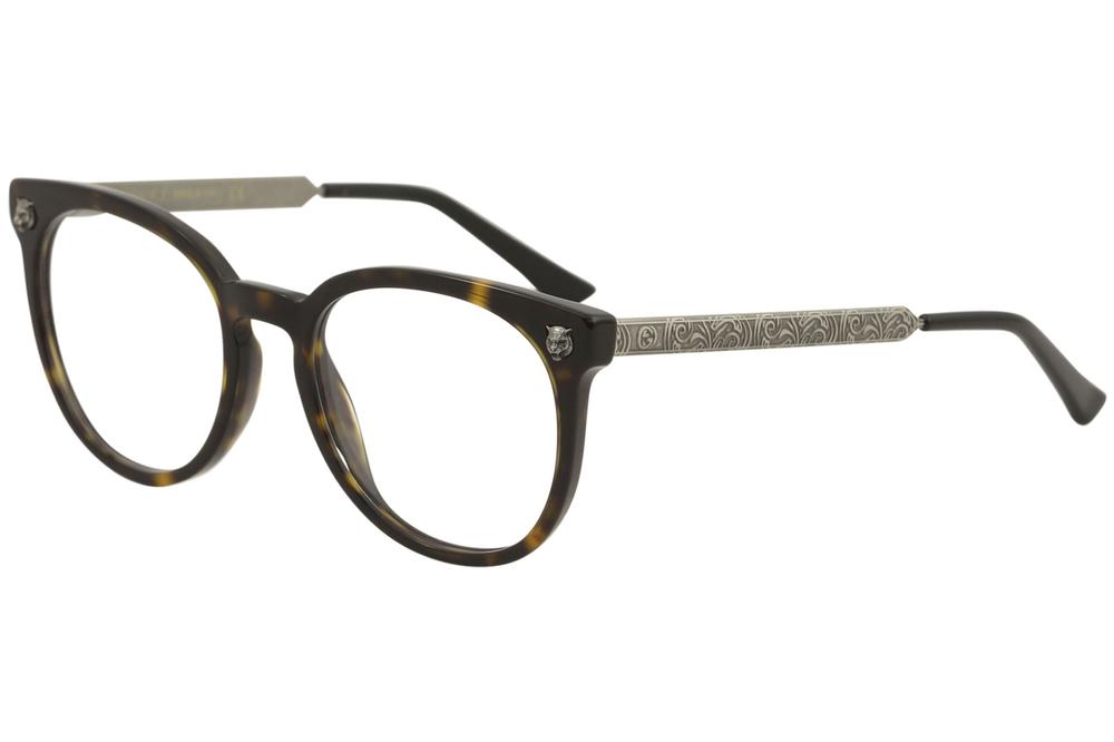 Gucci Women's Eyeglasses GG0219O GG/0219/O Full Rim Optical Frame - Havana/Silver   007 - Lens 52 Bridge 20 Temple 140mm