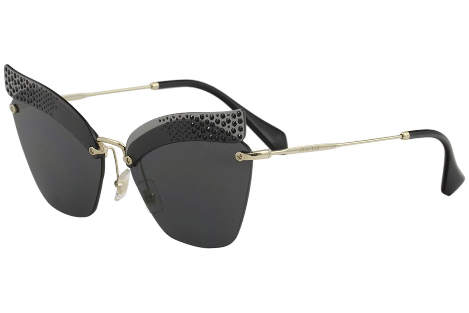 Miu Miu Women's SMU56T SMU/56T Fashion Cat Eye Sunglasses - Dark Transparent Grey/Grey   XEJ/1A1 - Lens 63 Bridge 16 B 51.3 ED 68.9 Temple 145mm