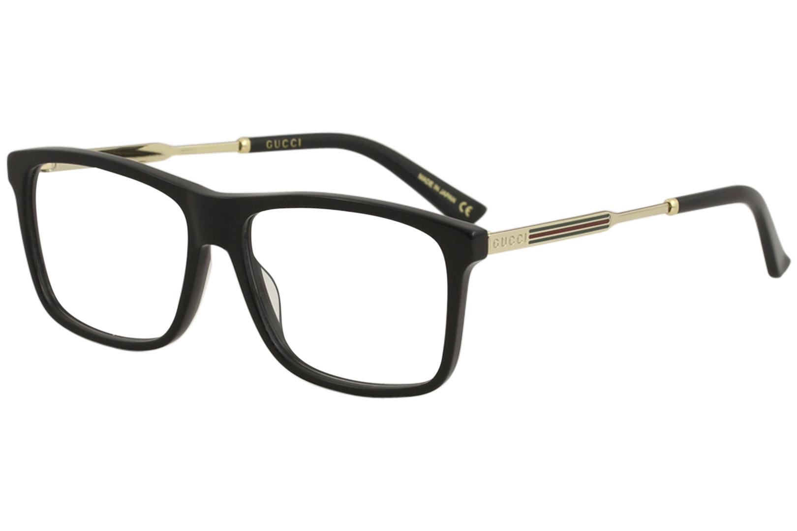 Gucci Men's Eyeglasses GG0303O GG/0303/O Full Rim Optical Frame - Black/Gold   001 - Lens 55 Bridge 15 Temple 150mm